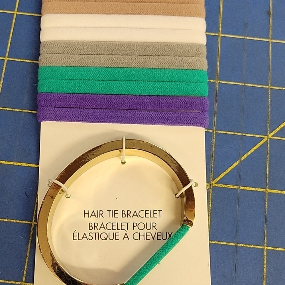 Hair Tie Bracelet Silver 12 piece Purple Teal